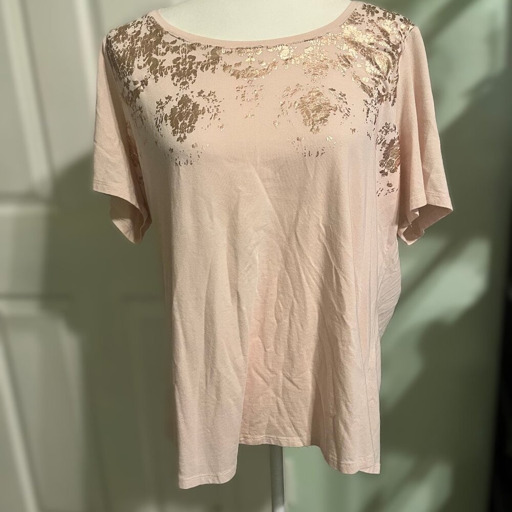 Pink "Your Tee" Size 18/20 Avenue Tee Shirt with Rose Gold Decor